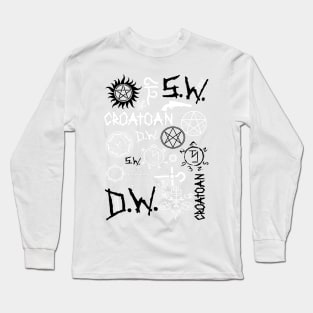 SPN Angel and Demon Sigils (Black/white version) Long Sleeve T-Shirt